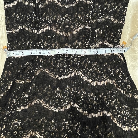 Womens Dress Mini Small Black Lace Lined‎ Tiered Fairy Goth Club Pinup Couture S - Picture 10 of 14